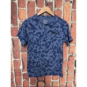 Nike Shirt Mens Small Blue Camo Short Sleeve Crewneck DA0469-383